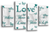 White Teal grey love quote canvas wall art picture print multi panel