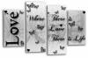 White Black grey love quote canvas wall art picture print multi panel