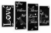 Black white grey love quote canvas wall art picture print multi panel