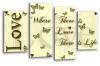 Cream Brown Gold grey love quote canvas wall art picture print multi panel
