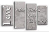 Powder grey love quote canvas wall art picture print multi panel