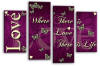 Purple cream grey love quote canvas wall art picture print multi panel
