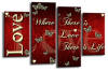Red cream grey love quote canvas wall art picture print multi panel