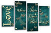 Teal grey love quote canvas wall art picture print multi panel