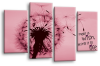 Make a wish quote pink grey black canvas wall art picture print multi panel