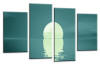 Seascape sunset beach two tone teal cream canvas wall art picture print