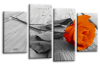 Orange rose floral flower canvas wall art picture print multi panel