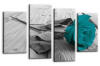 Teal rose floral flower canvas wall art picture print multi panel