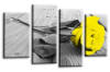 Yellow rose floral flower canvas wall art picture print multi panel