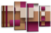 cream grey plum abstract checks stripes canvas wall art picture print