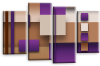 cream grey purple abstract checks stripes canvas wall art picture print