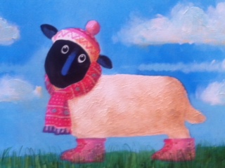 Toni Goffe Artist Original Sheep Cat Dog Art Painting